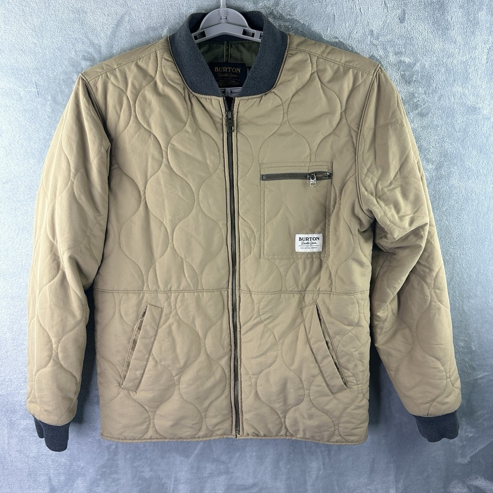 Burton Durable Goods Quilted Bomber Jacket Men's Large Tan Full Zip Insulated